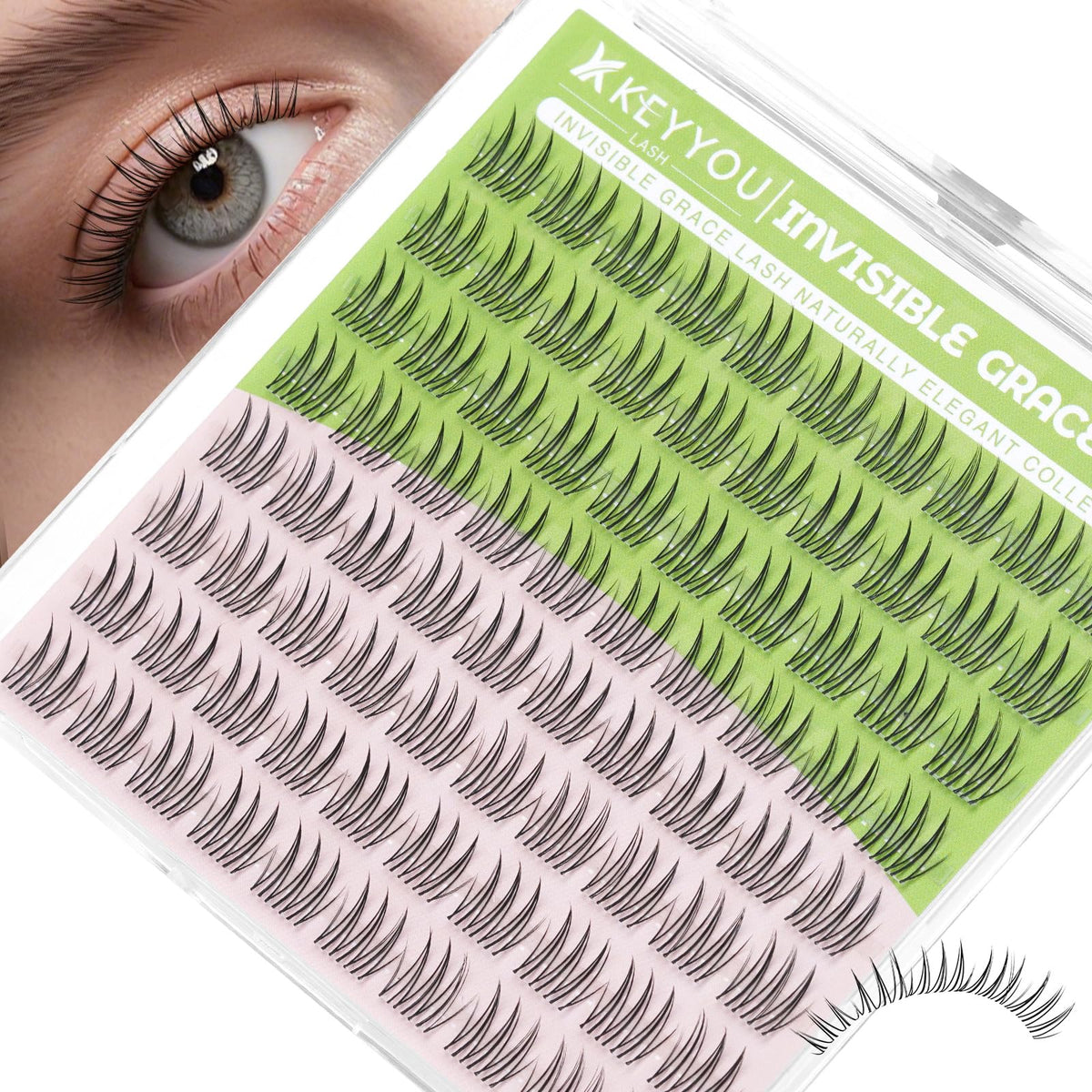 KEYYOU Aurora Lash Clusters C Curl 10MM front view