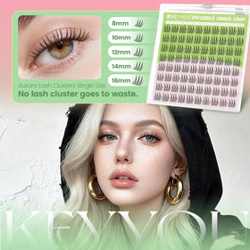 KEYYOU Aurora Lash Clusters C Curl 16MM in use