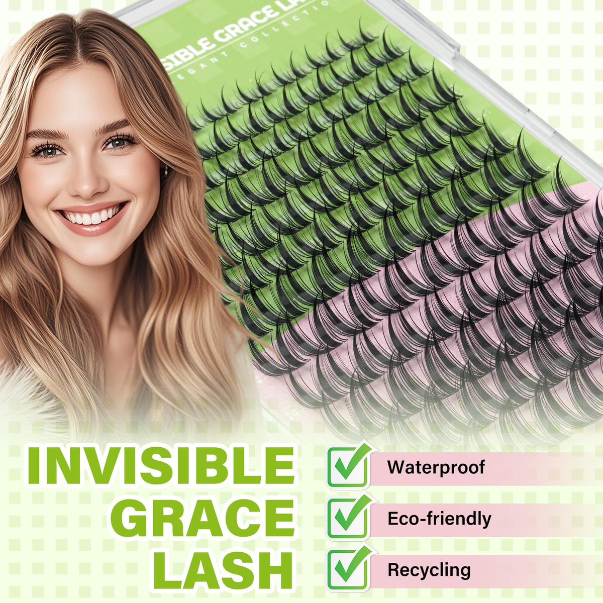 KEYYOU Bunny Lash Clusters C Curl application with tweezers