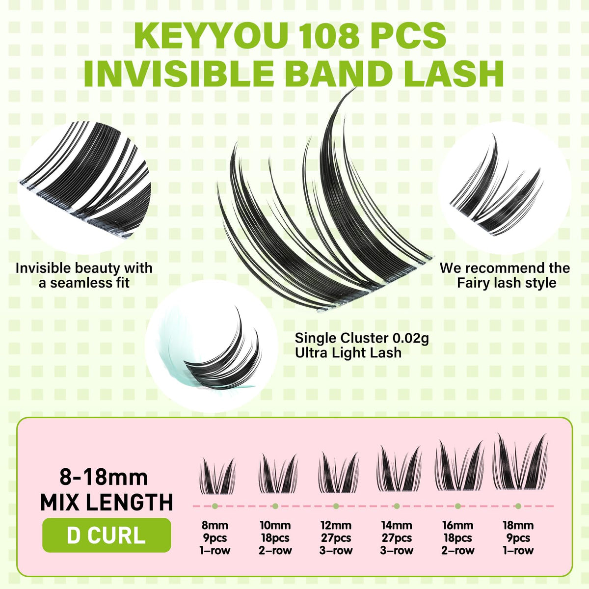 KEYYOU Bunny Lash Clusters C Curl close-up of lash clusters