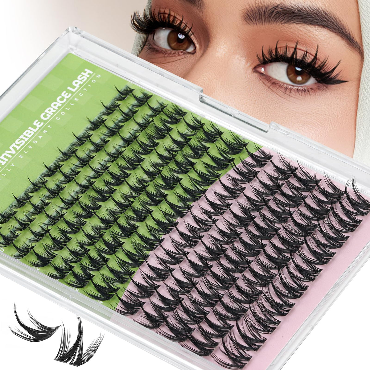 KEYYOU Chispa Lash Clusters C Curl front view with packaging