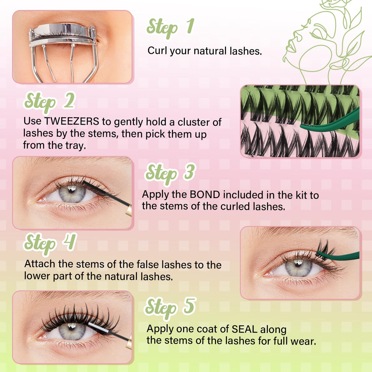 KEYYOU Chispa Lash Clusters C Curl lifestyle shot on model