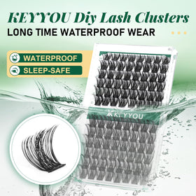 KEYYOU D Curl 14mm lash clusters close-up