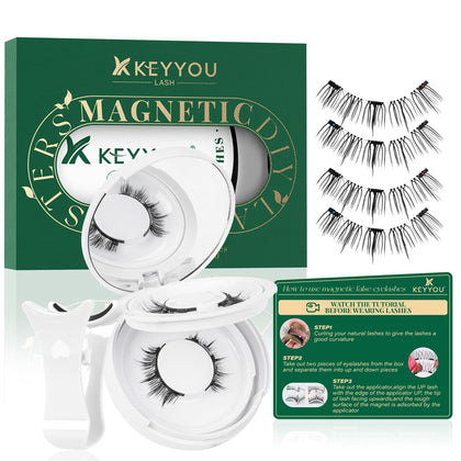 KEYYOU Daily Wear Reusable Magnetic Eyelashes with applicator in mirrored case