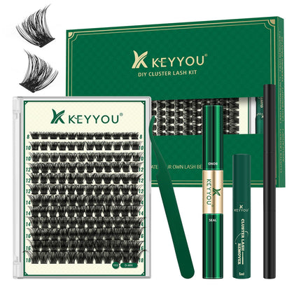 KEYYOU Enchantress Lash Clusters Kit front view with all included items