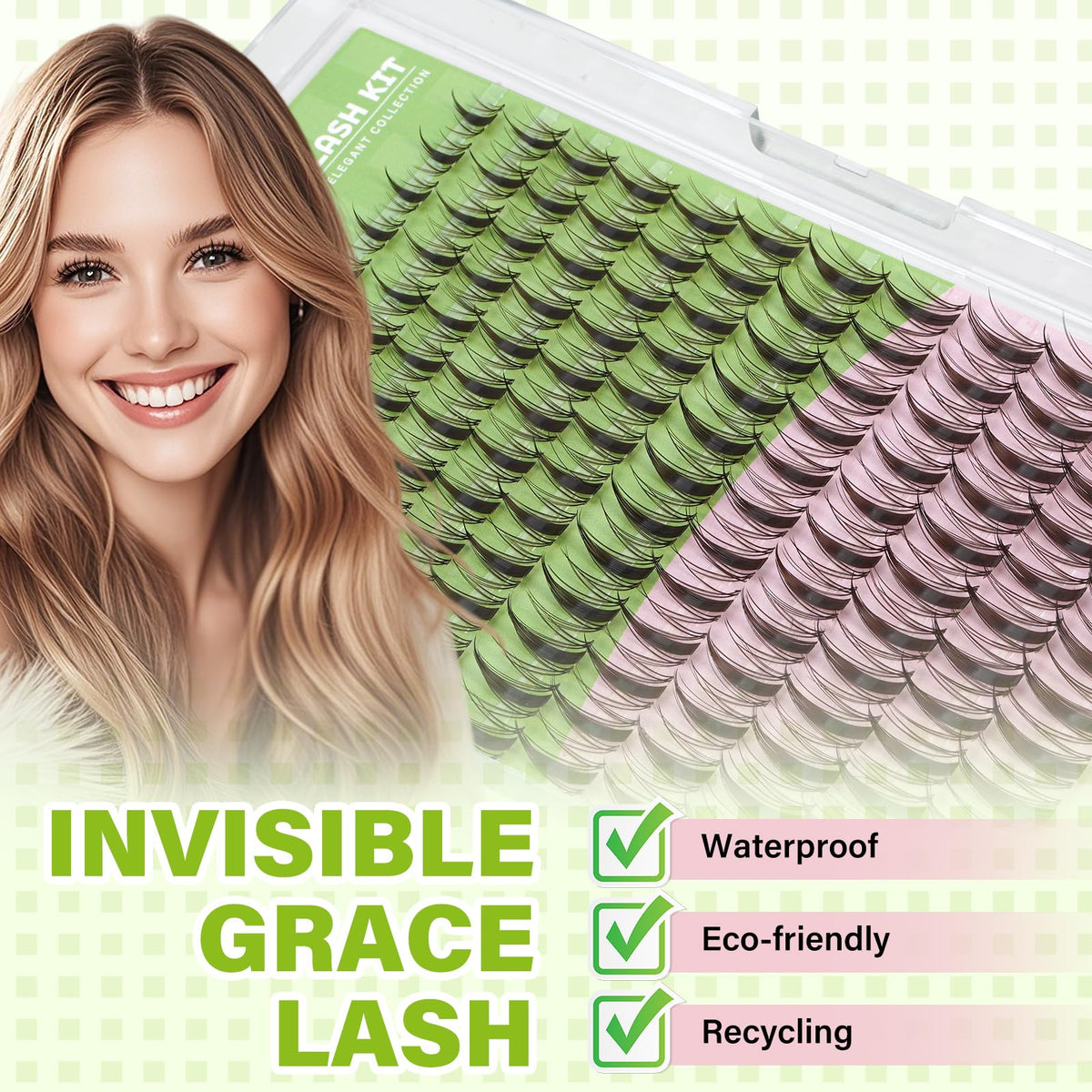 KEYYOU Fairy Brown Lash Clusters displayed with tweezers