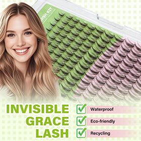 KEYYOU Fairy Brown Lash Clusters displayed with tweezers