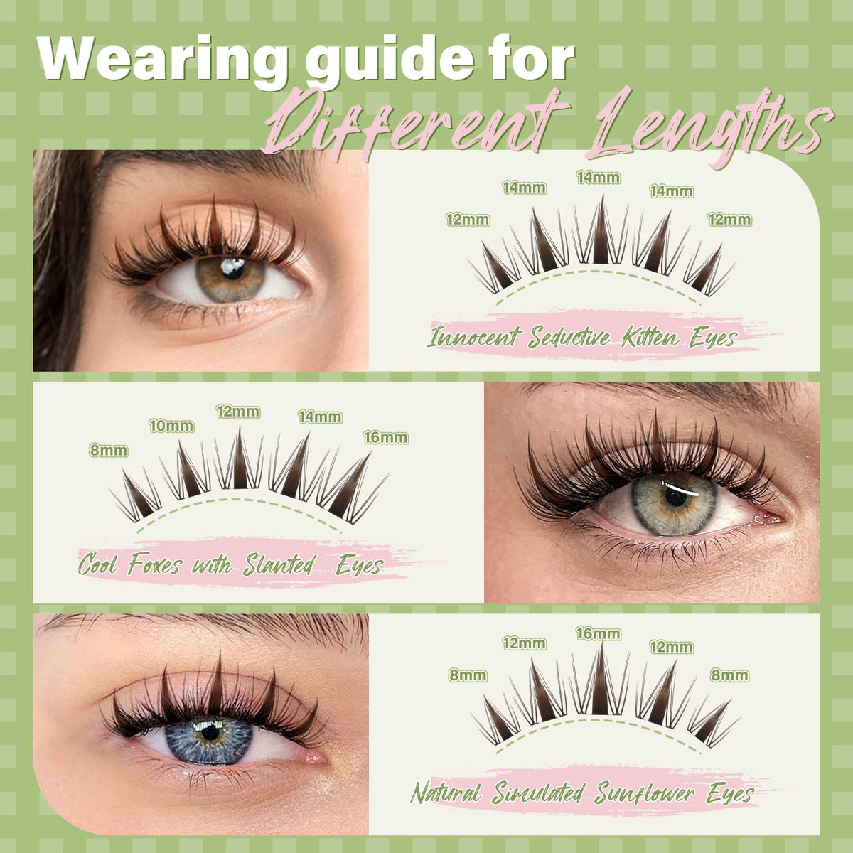 KEYYOU Fairy Brown Lash Clusters in use on model's eyes