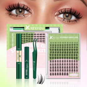 KEYYOU Fairy Lash Clusters Kit front view with 144 clusters