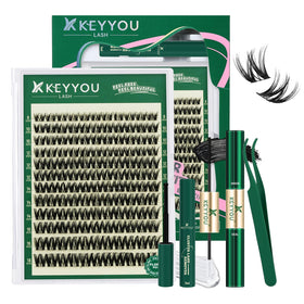 KEYYOU Flora Lash Clusters Kit 132pcs front view with mixed lash lengths