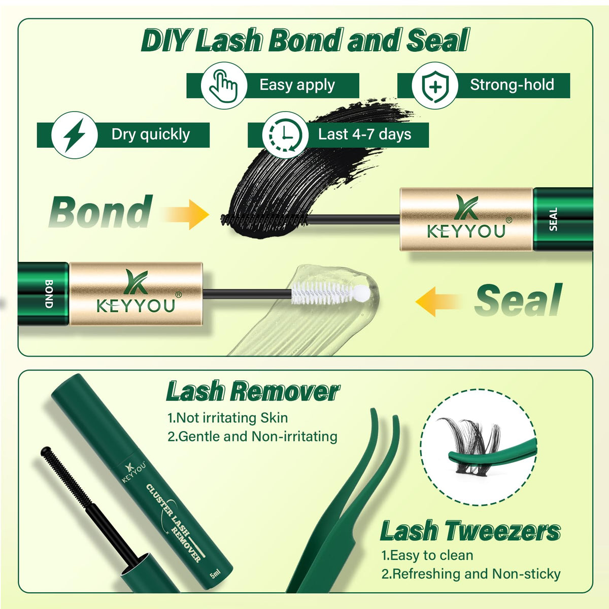 KEYYOU Flora Lash Clusters Kit close-up of lash clusters