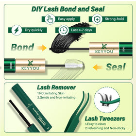 KEYYOU Flora Lash Clusters Kit close-up of lash clusters