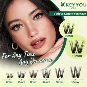 KEYYOU Flora Lash Clusters Kit showing various lash styles