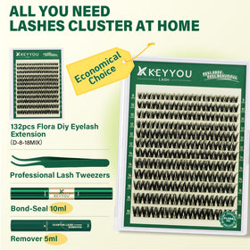 KEYYOU Flora Lash Clusters Kit with lash bond and seal included