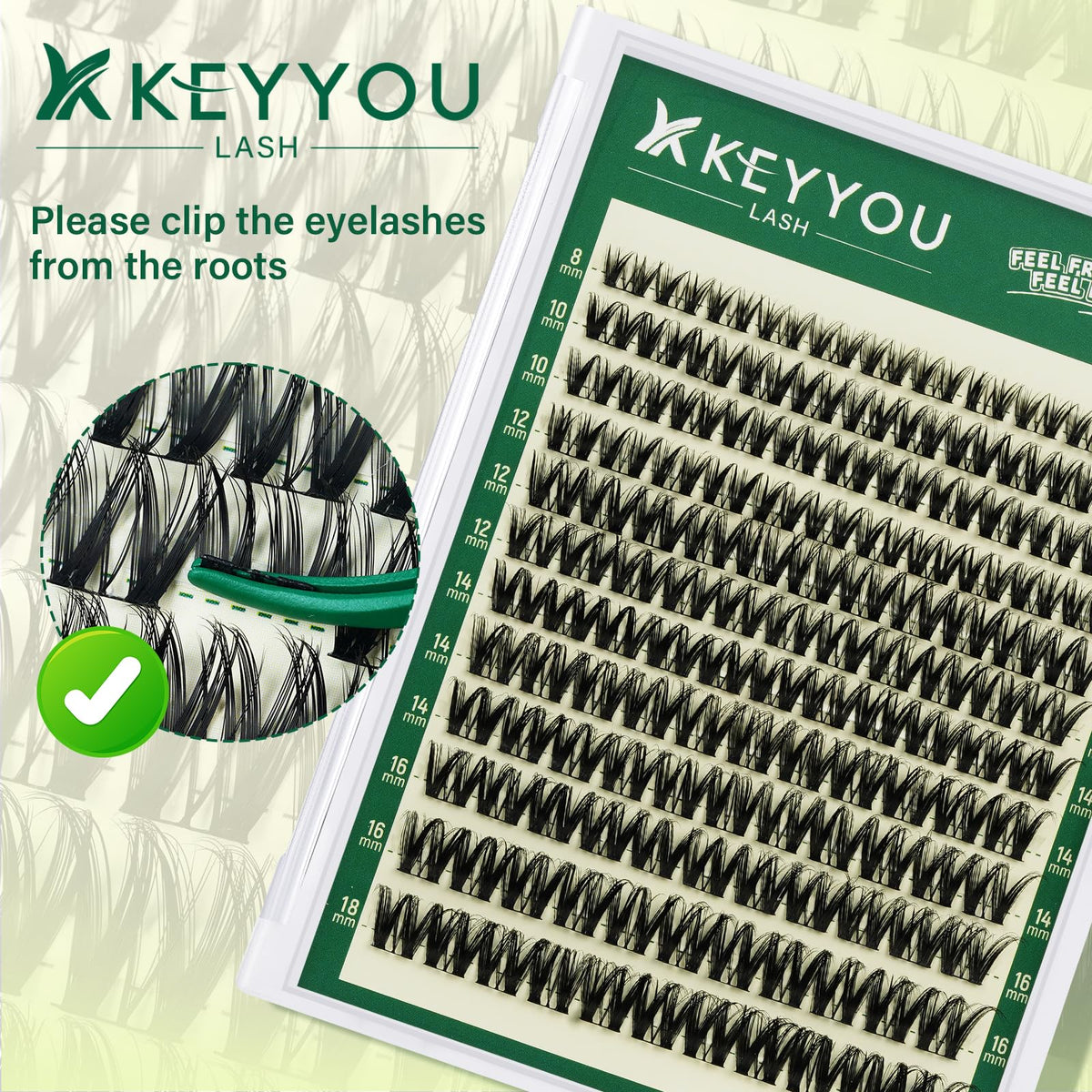 KEYYOU Flora Lash Clusters Kit with waterproof lash glue
