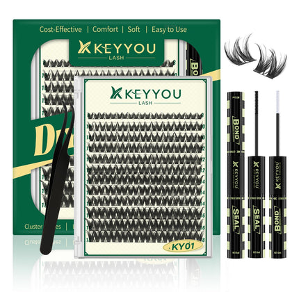 KEYYOU KY01 Lash Clusters Kit with packaging and contents