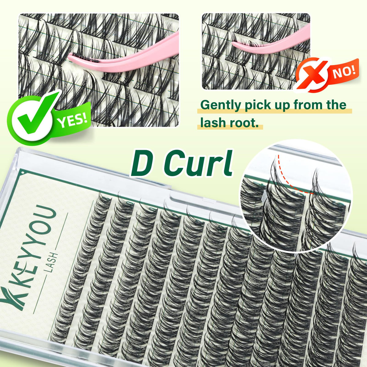 KEYYOU KY03 Natural Lash Clusters displayed on a makeup table