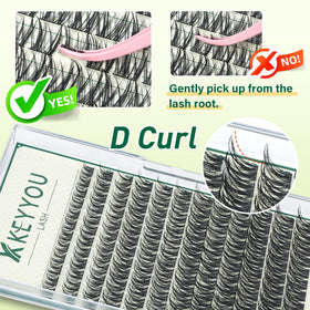 KEYYOU KY03 Natural Lash Clusters displayed on a makeup table