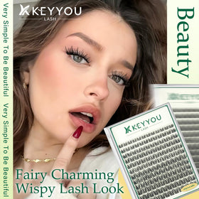 KEYYOU KY03 Natural Lash Clusters mixed lengths on display