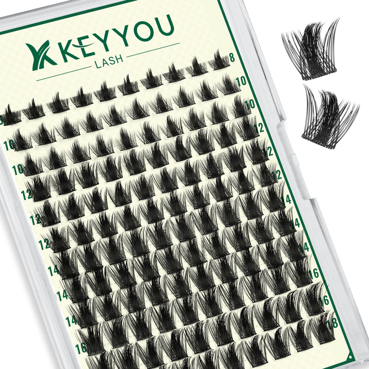 KEYYOU KY09 Natural Lash Clusters kit front view with 120 pcs