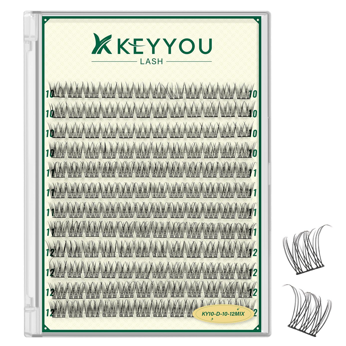 KEYYOU KY10 Natural Lash Clusters kit including 120 pcs and tweezers