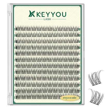 KEYYOU KY10 Natural Lash Clusters kit including 120 pcs and tweezers