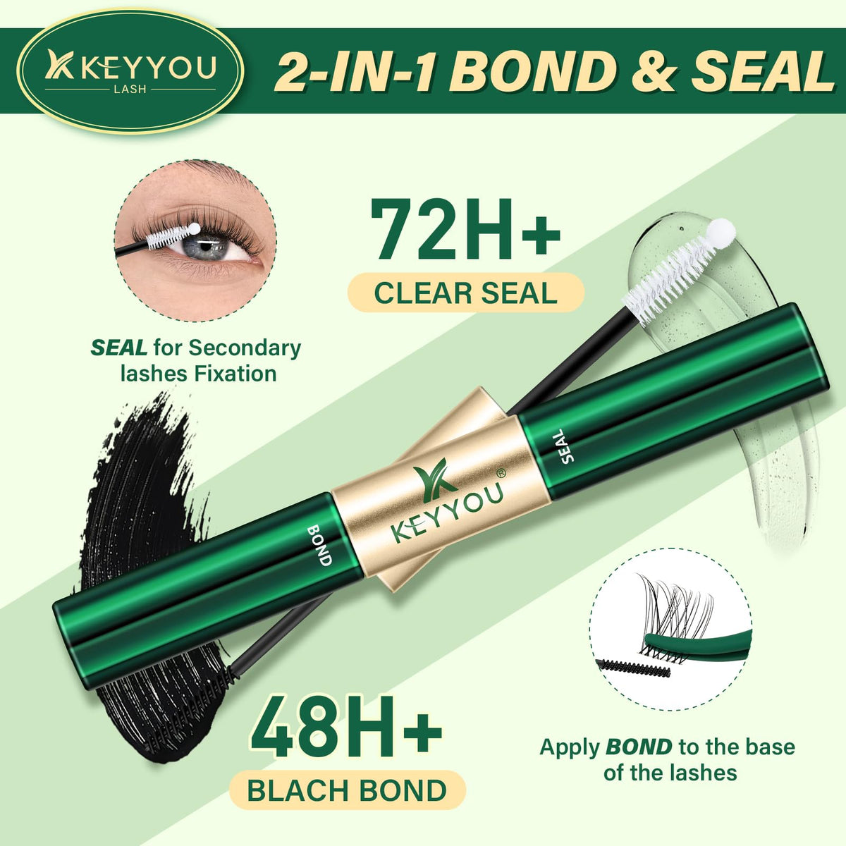 KEYYOU Lash Bond & Seal applicator brush close-up