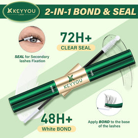 KEYYOU Lash Bond & Seal back view, showing ingredients list
