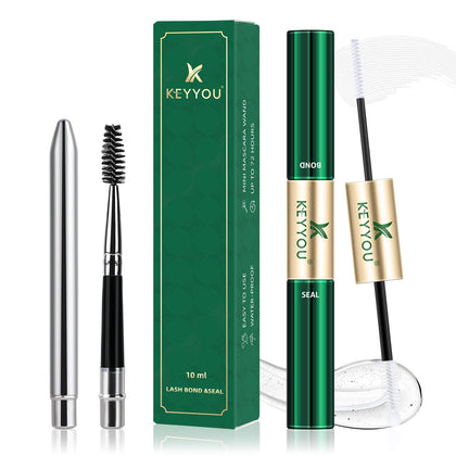 KEYYOU Lash Bond & Seal front view, clear bottle with applicator