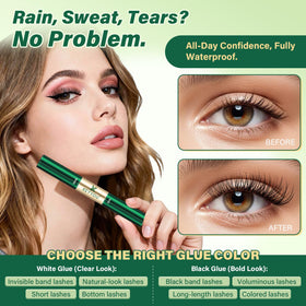 KEYYOU Lash Bond & Seal in use, applying glue to false eyelashes