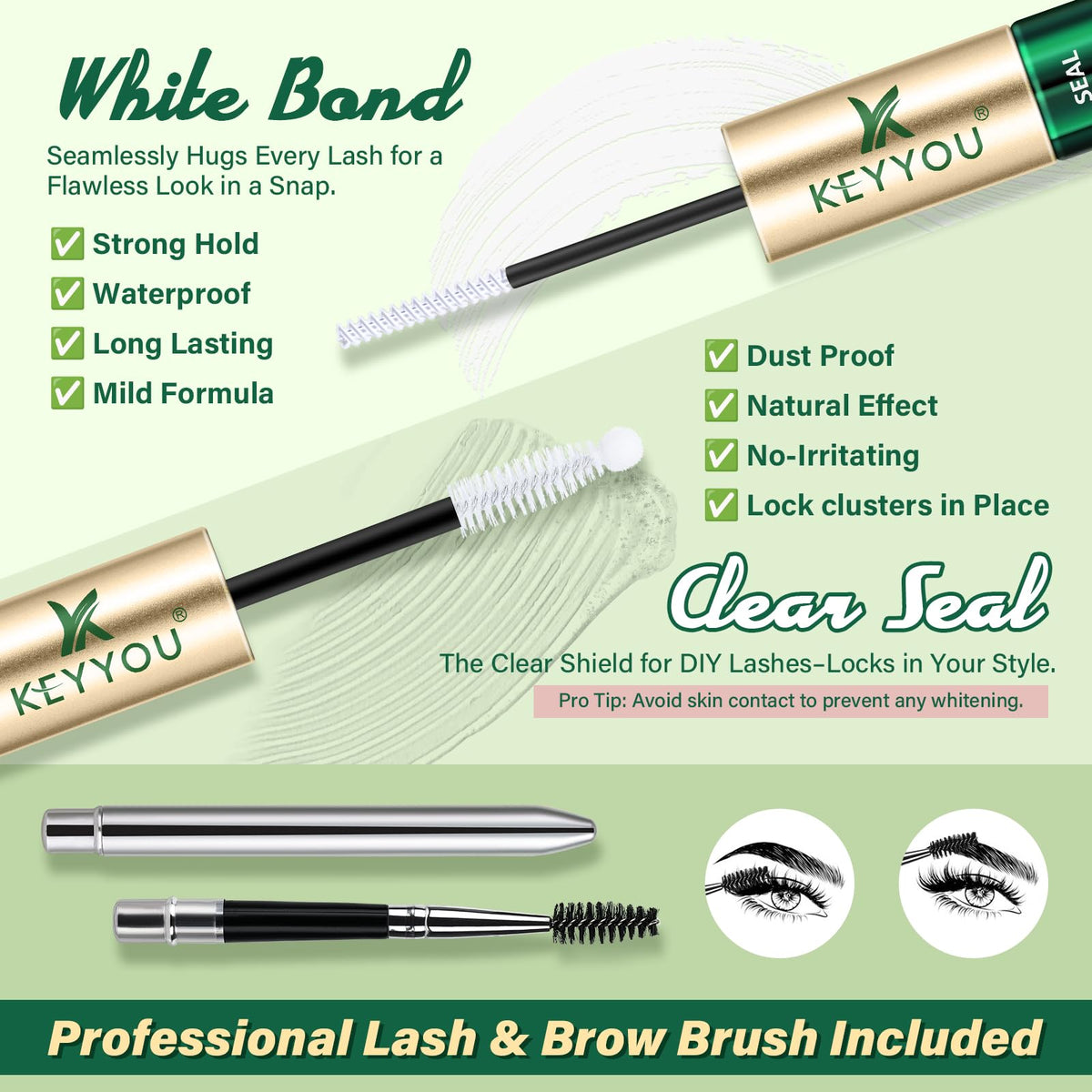 KEYYOU Lash Bond & Seal side view, highlighting brush applicator
