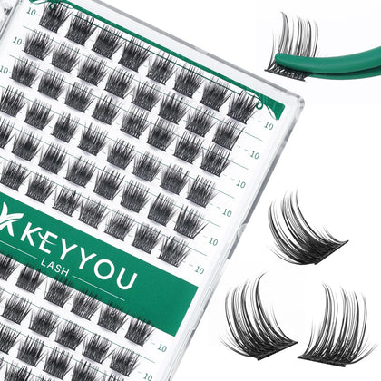KEYYOU Lash Clusters 10mm D Curl front view