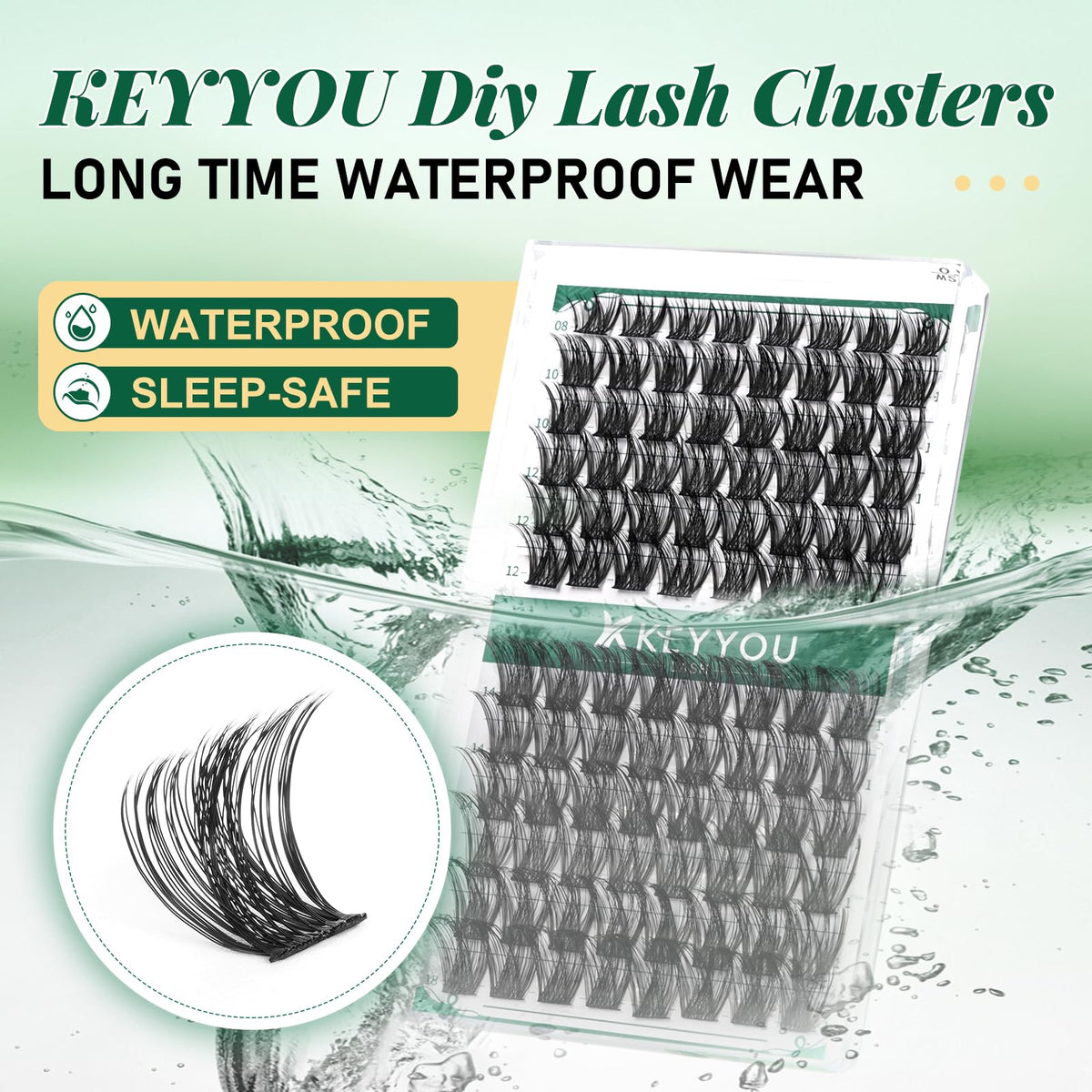 KEYYOU Lash Clusters 10mm D Curl packaging