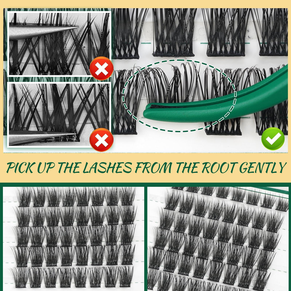 KEYYOU Lash Clusters 12mm D Curl lashes detail