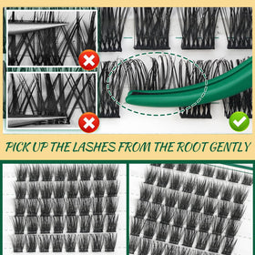 KEYYOU Lash Clusters 12mm D Curl lashes detail