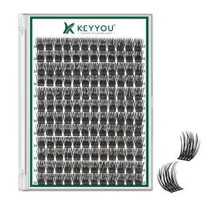 KEYYOU Lash Clusters 144pcs D Curl 16mm front view
