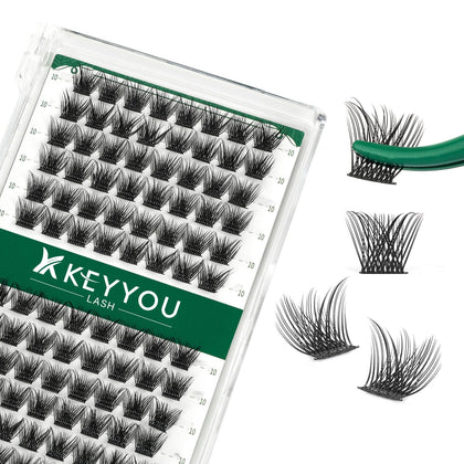 KEYYOU Lash Clusters 96pcs D Curl 10mm front view