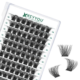 KEYYOU Lash Clusters 96pcs D Curl 14mm front view