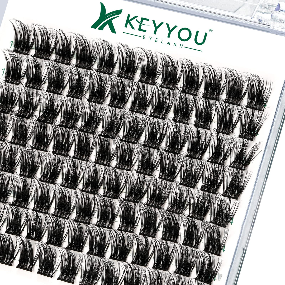 KEYYOU Lash Clusters 96pcs Y08 D Curl front view