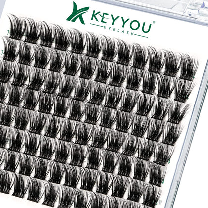 KEYYOU Lash Clusters 96pcs Y08 D Curl front view