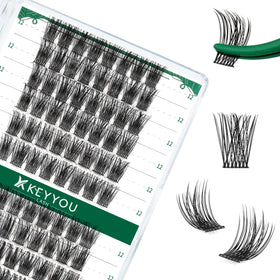 KEYYOU Lash Clusters 96pcs Y11 D Curl 12mm front view