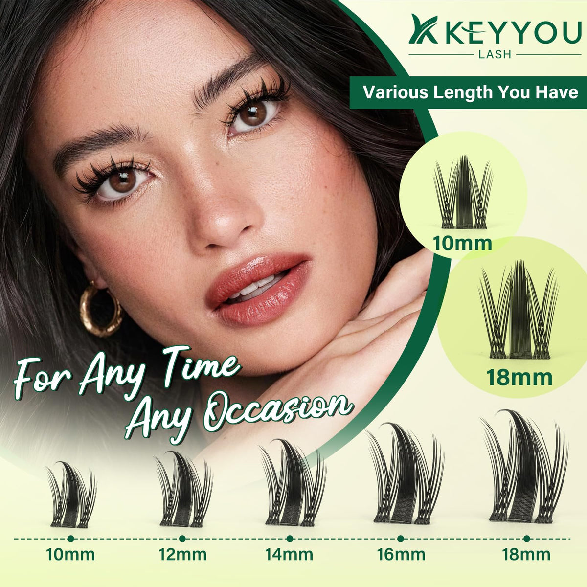 KEYYOU lash clusters applied on model's eyes