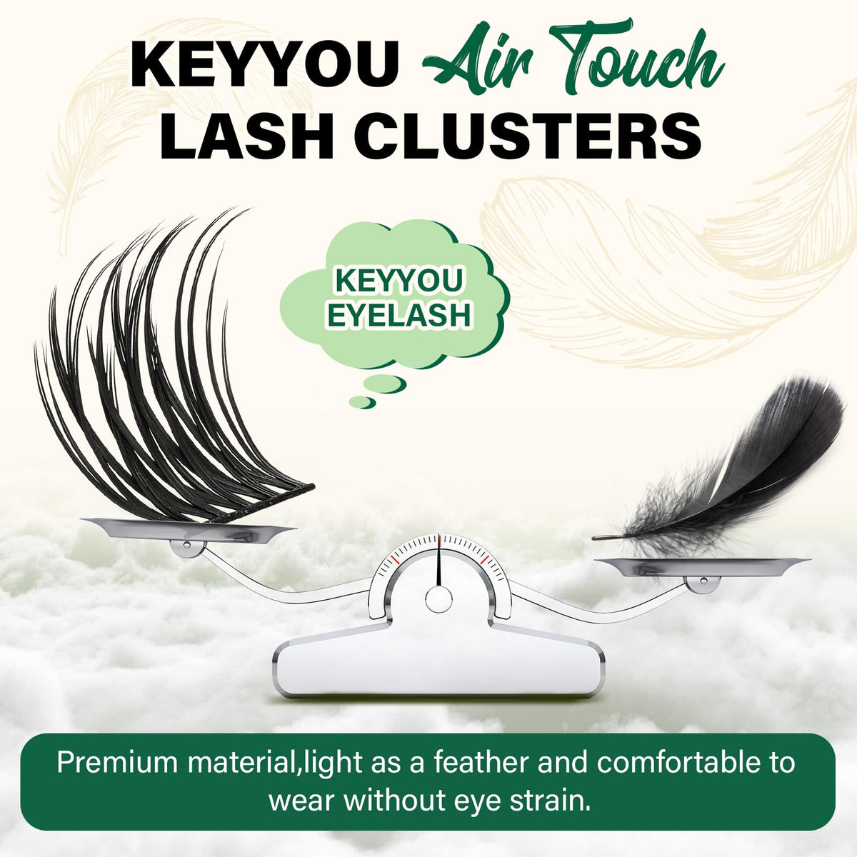 KEYYOU Lash Clusters displayed with applicator tools
