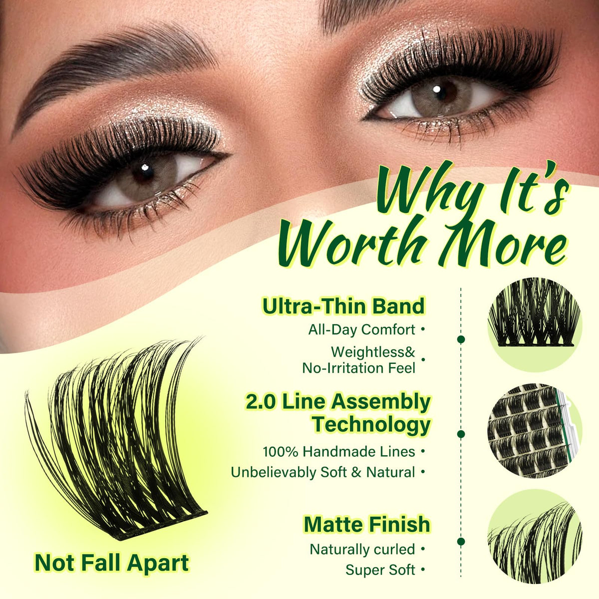 KEYYOU Lash Clusters Kit applicators and lash brush