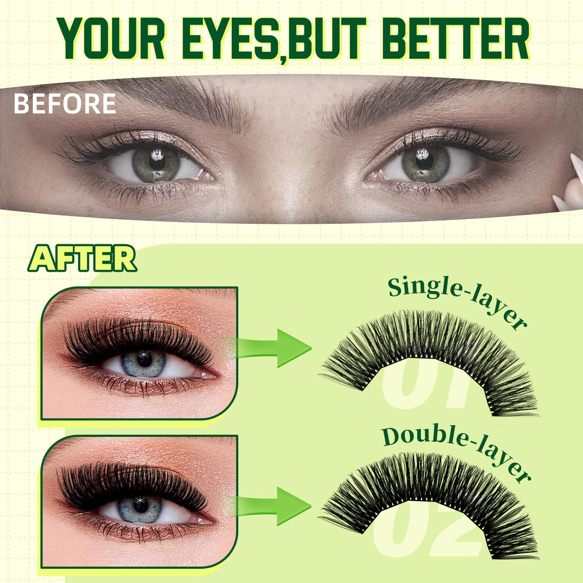 KEYYOU Lash Clusters Kit contents including bond and seal