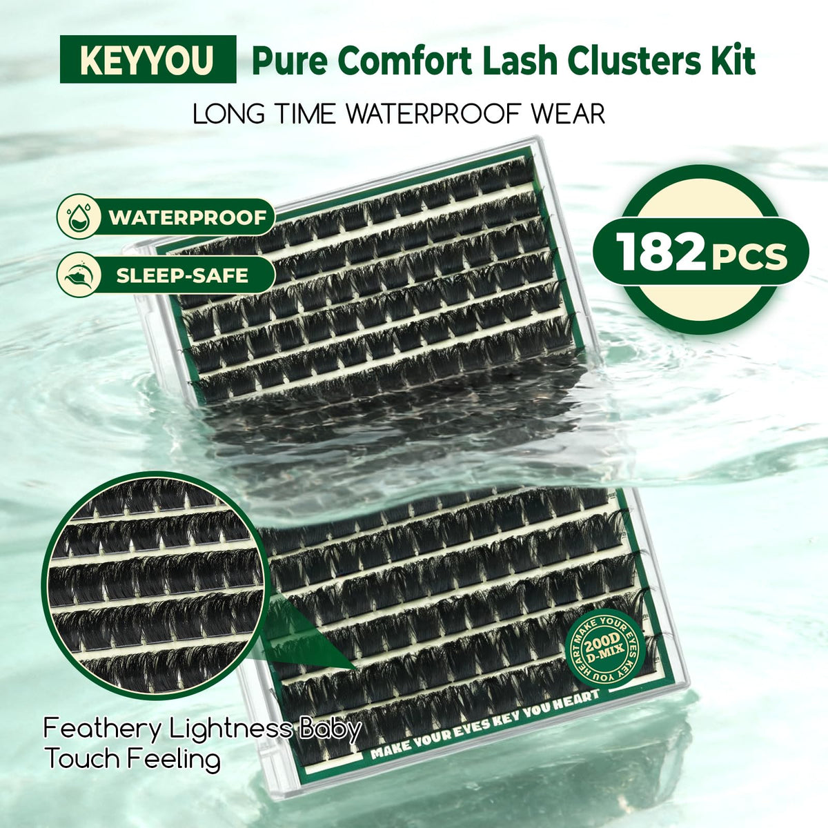 KEYYOU lash clusters kit displayed on a vanity