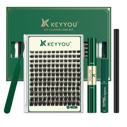 KEYYOU Lash Clusters Kit front view with 144 clusters