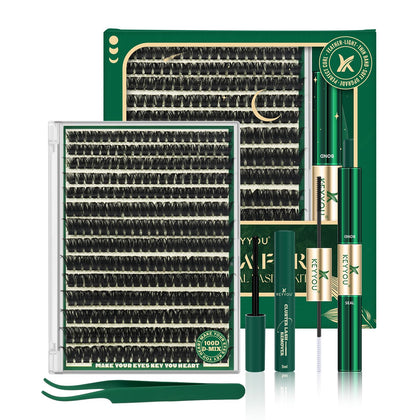 KEYYOU Lash Clusters Kit front view with 280pcs soft lash clusters