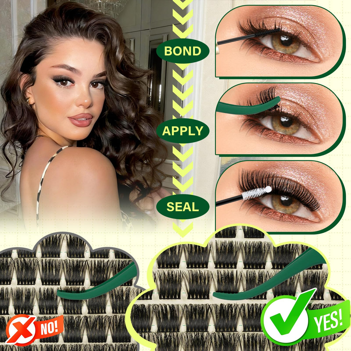 KEYYOU Lash Clusters Kit lifestyle scene with model wearing lashes