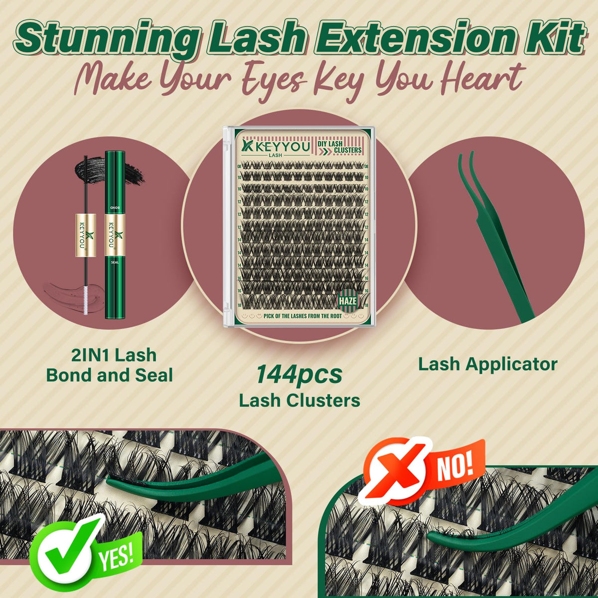 KEYYOU Lash Clusters Kit lifestyle use on model